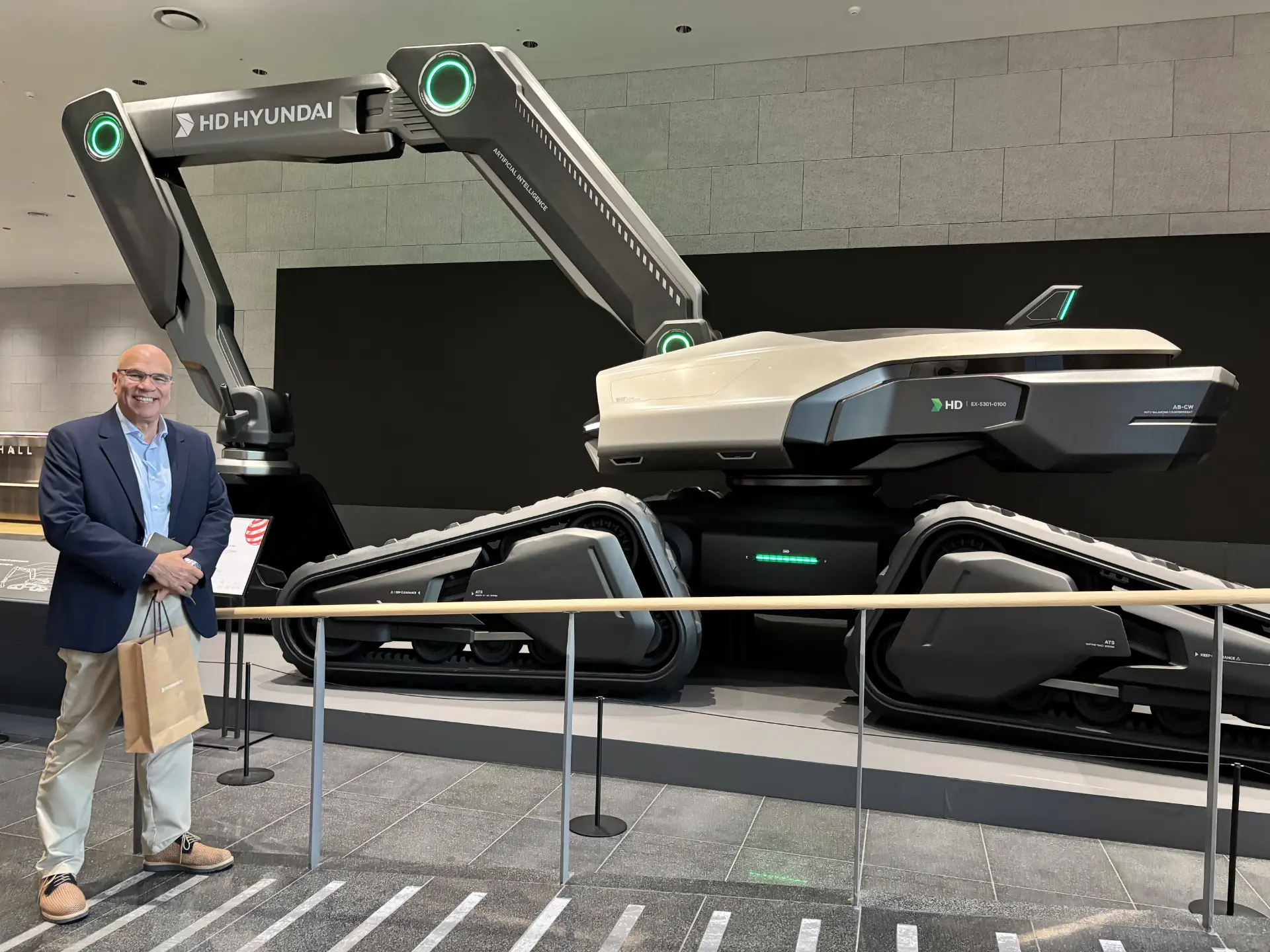 HD Hyundai next-generation autonomous construction excavator on display